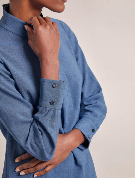 Riley Funnel Neck Blouse Cornflower Blue