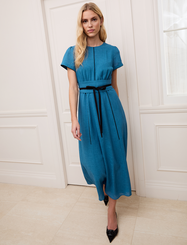 Rosie Techni Voile Maxi Dress - Azure Blue