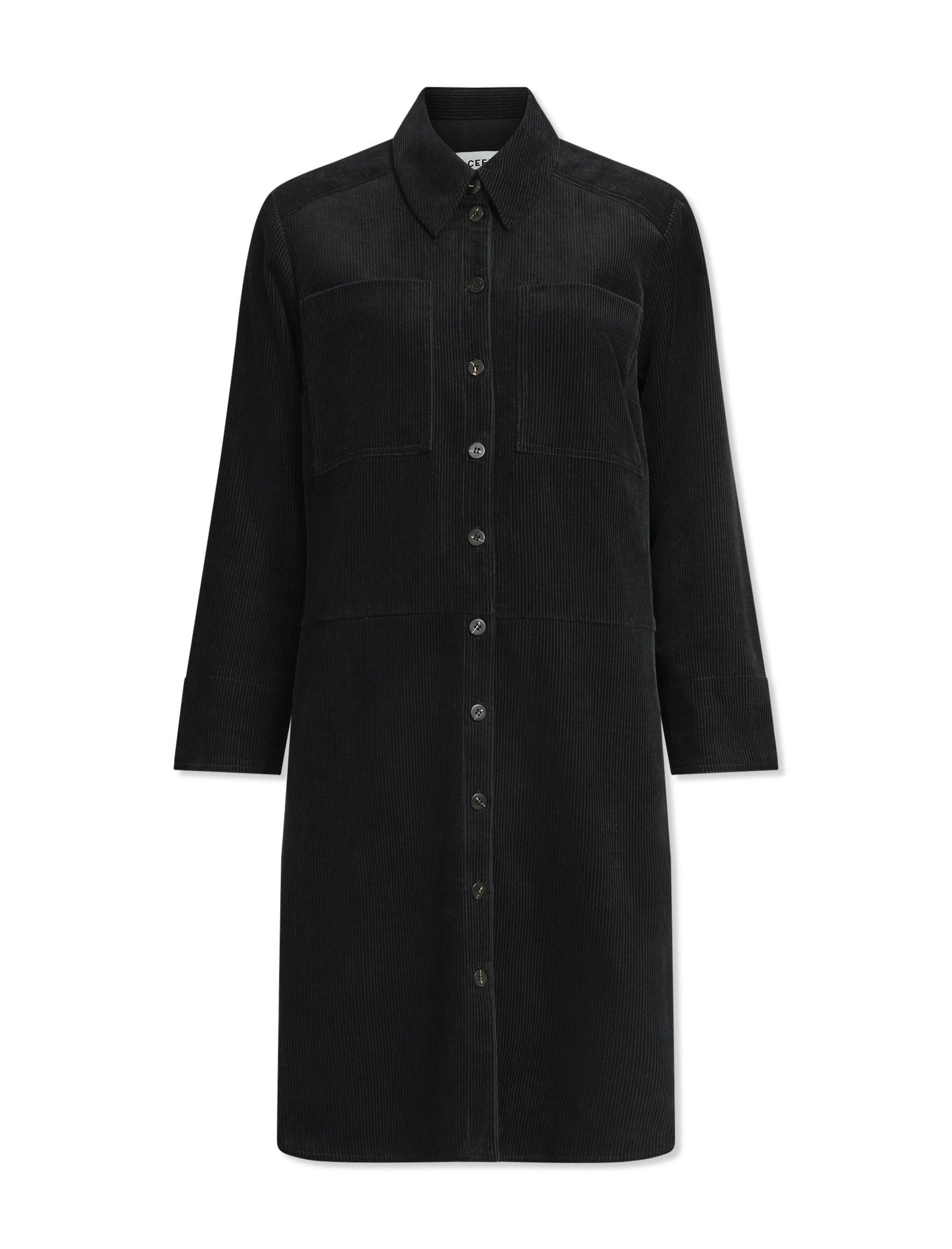 Noah Corduroy Midi Shirt Dress Black