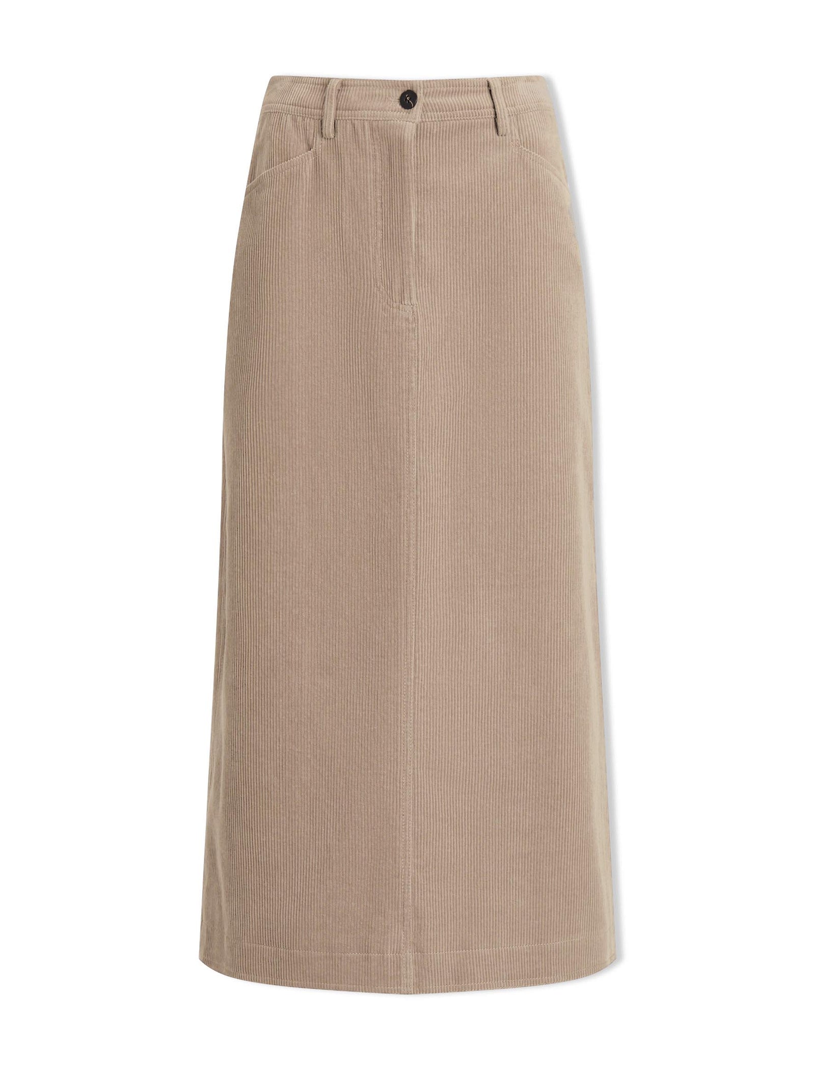 Shona Corduroy Slim A Line Skirt - Taupe