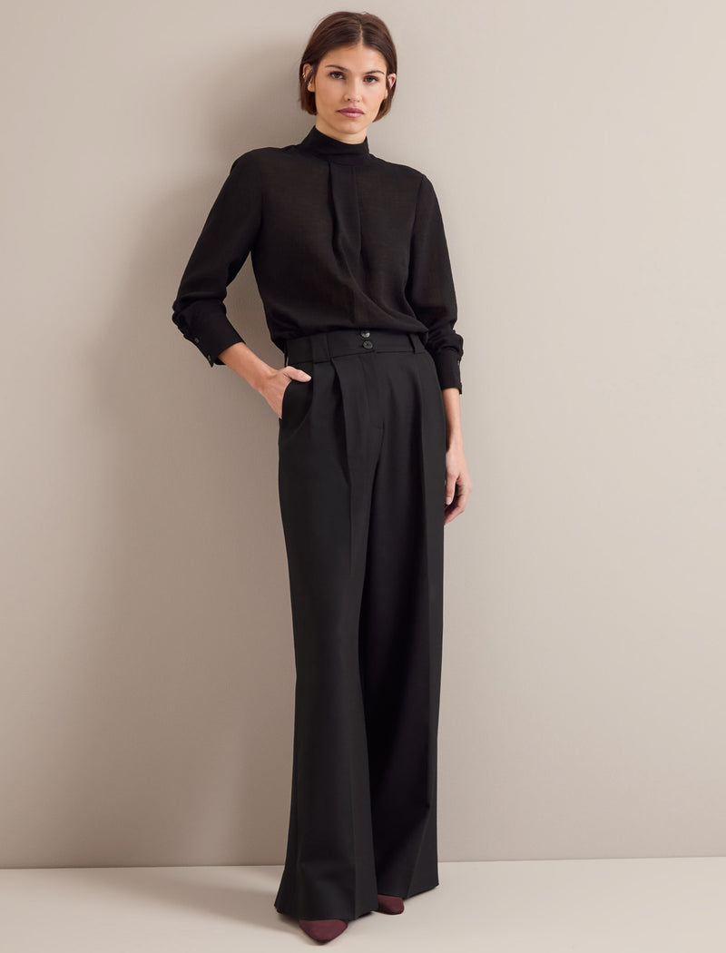 Riley Funnel Neck Blouse in Black