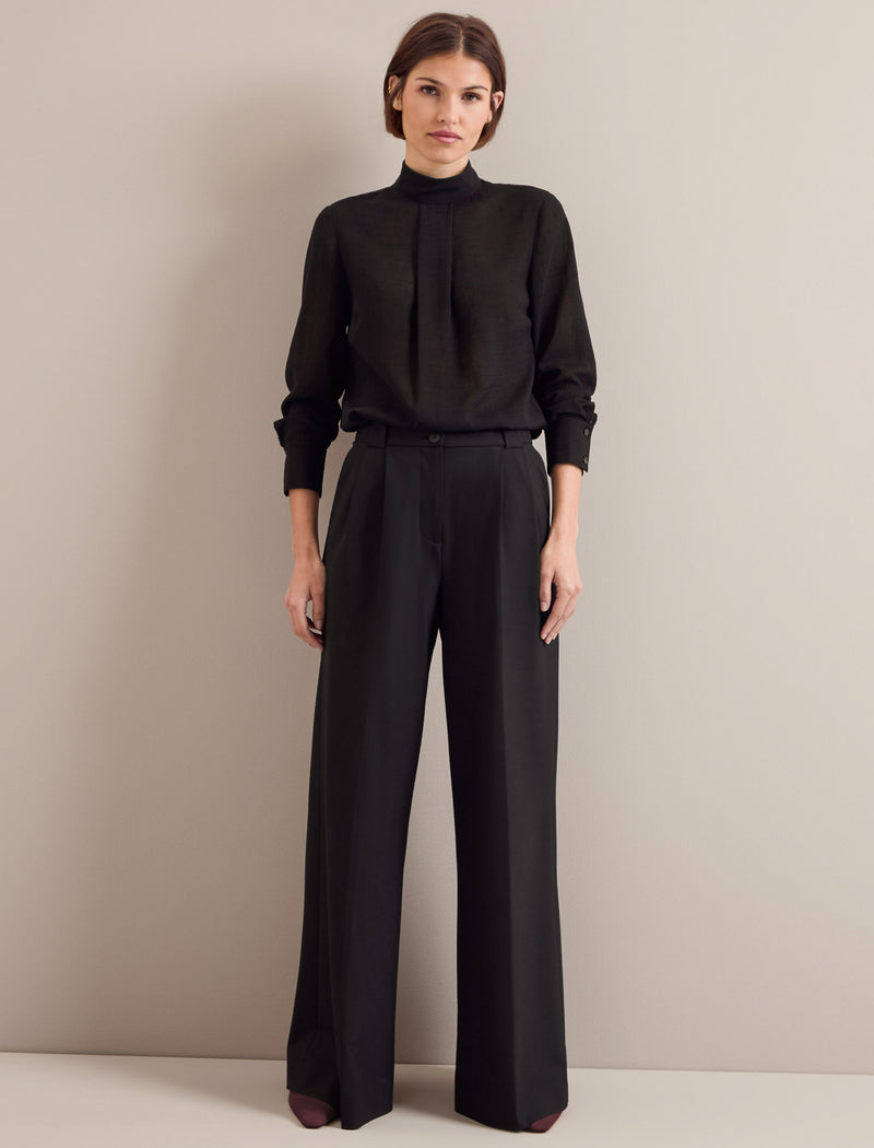 Riley Funnel Neck Blouse in Black