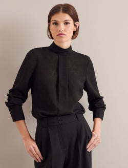 Riley Techni Voile Blouse - Black