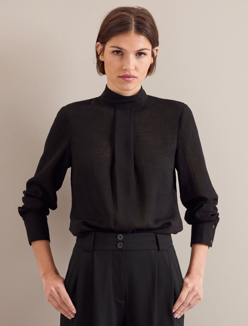 Riley Techni Voile Blouse - Black