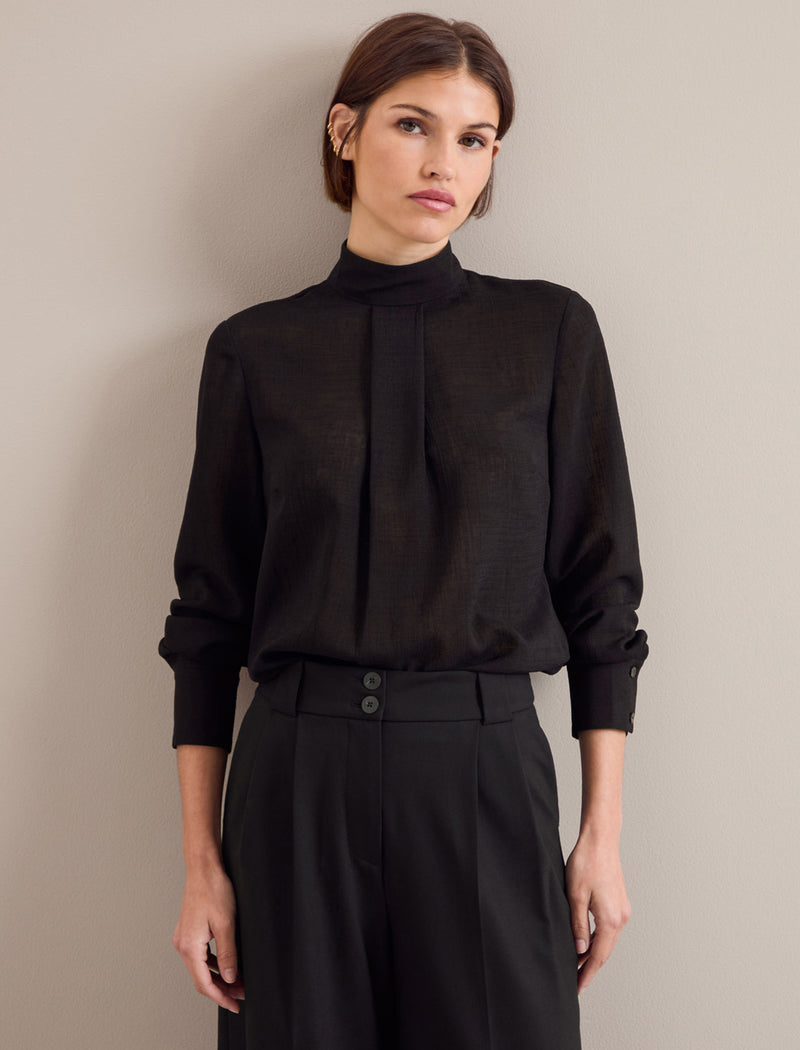 Riley Techni Voile Blouse - Black