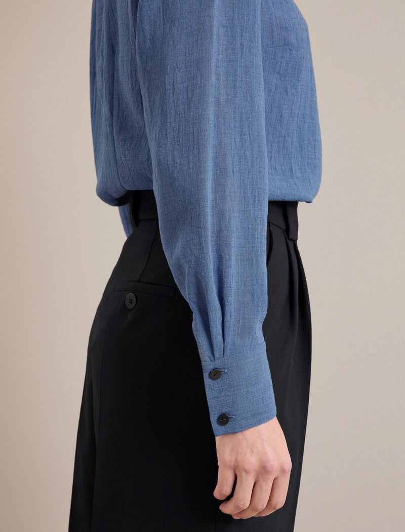 Riley Techni Voile Blouse - Cornflower Blue