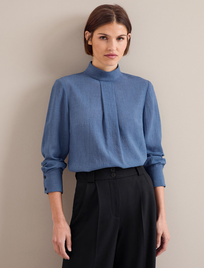 Riley Techni Voile Blouse - Cornflower Blue