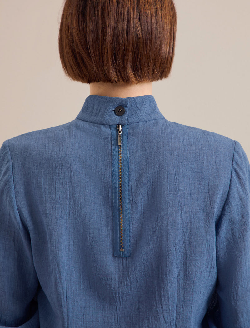 Riley Techni Voile Blouse - Cornflower Blue