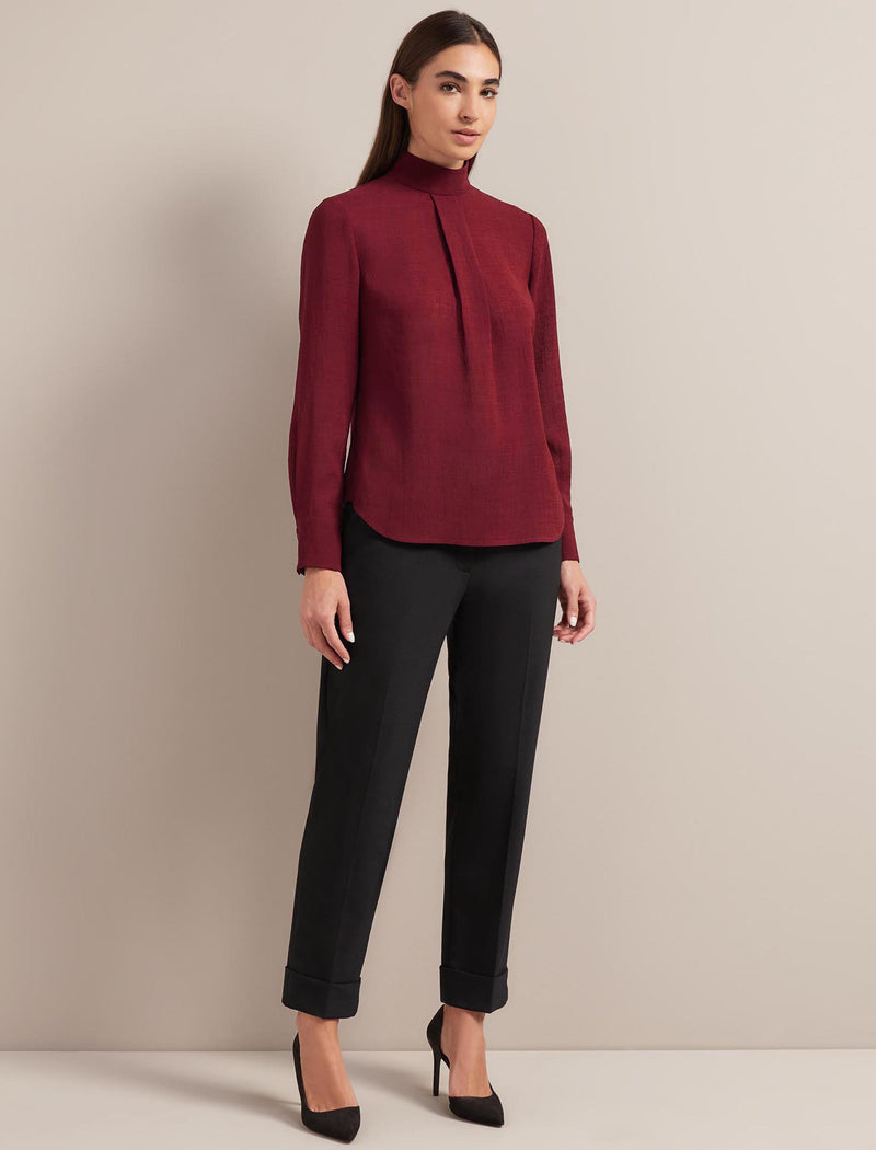 Riley Techni Voile Blouse - Dark Red