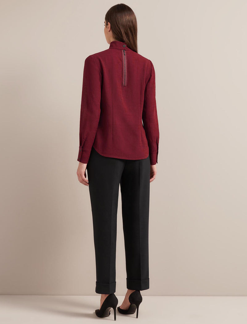 Riley Techni Voile Blouse - Dark Red