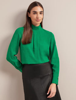 Riley Techni Voile Blouse - Emerald Green