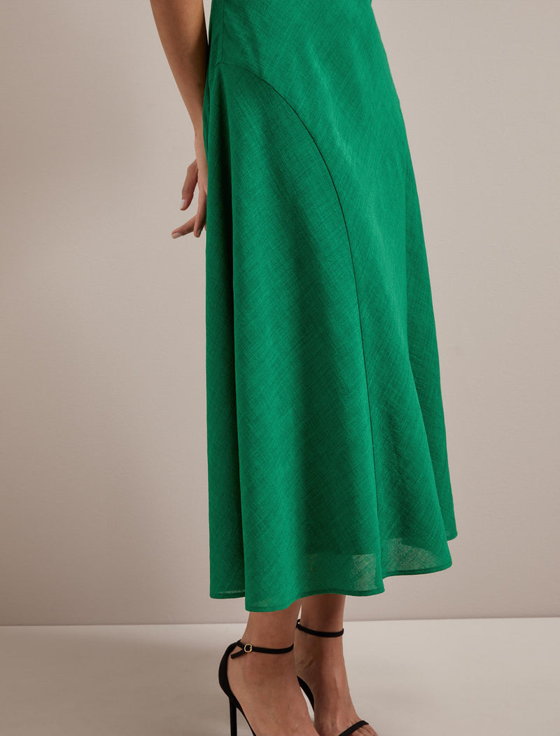 Reya Techni Voile Midi Dress - Emerald Green