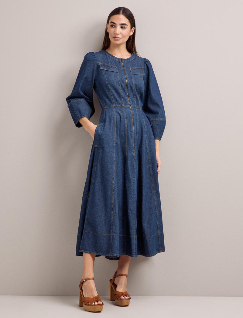 Lara Denim Maxi Dress - Dark Blue