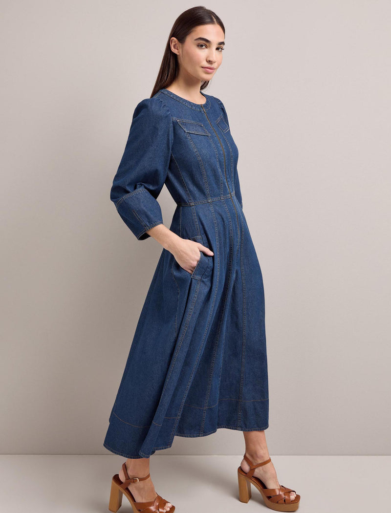 Lara Denim Maxi Dress - Dark Blue