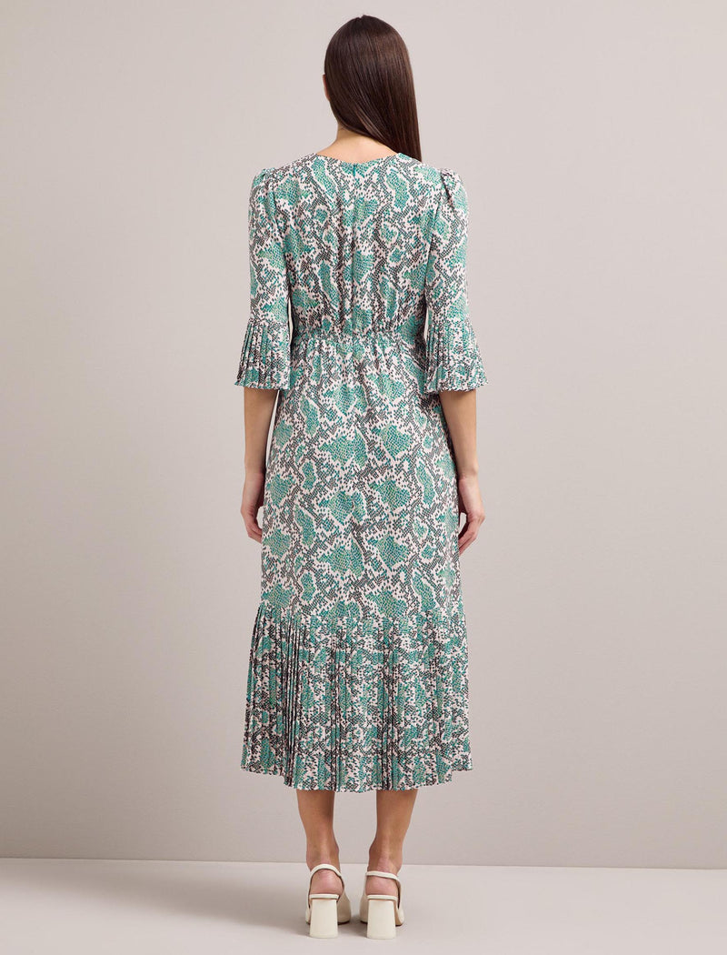 Tibi Maxi Dress - Green Snakeskin Print