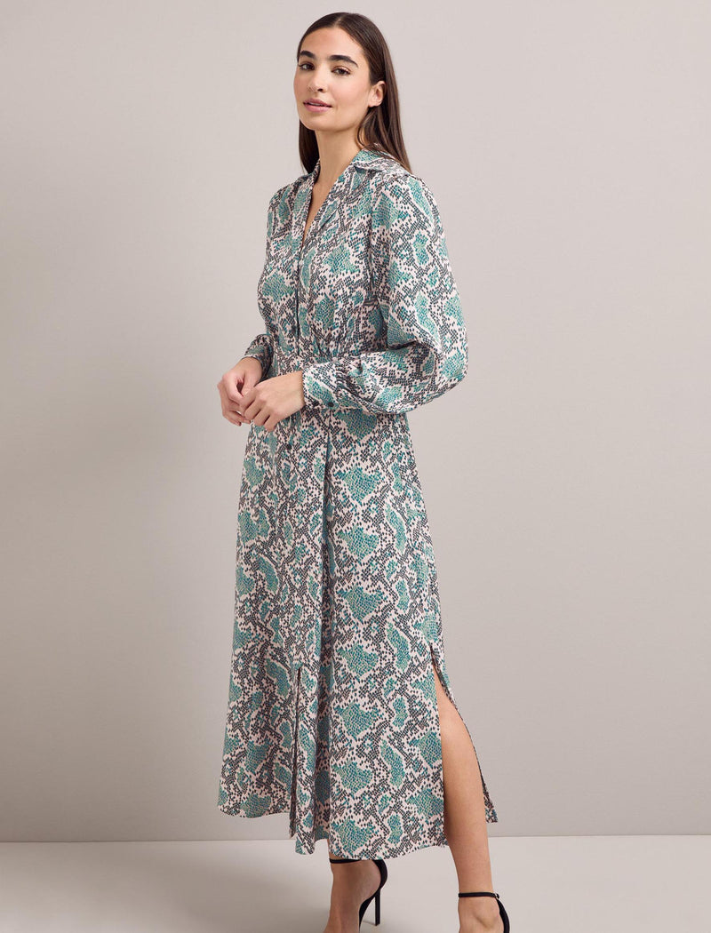 Odette Maxi Dress - Green Snakeskin Print