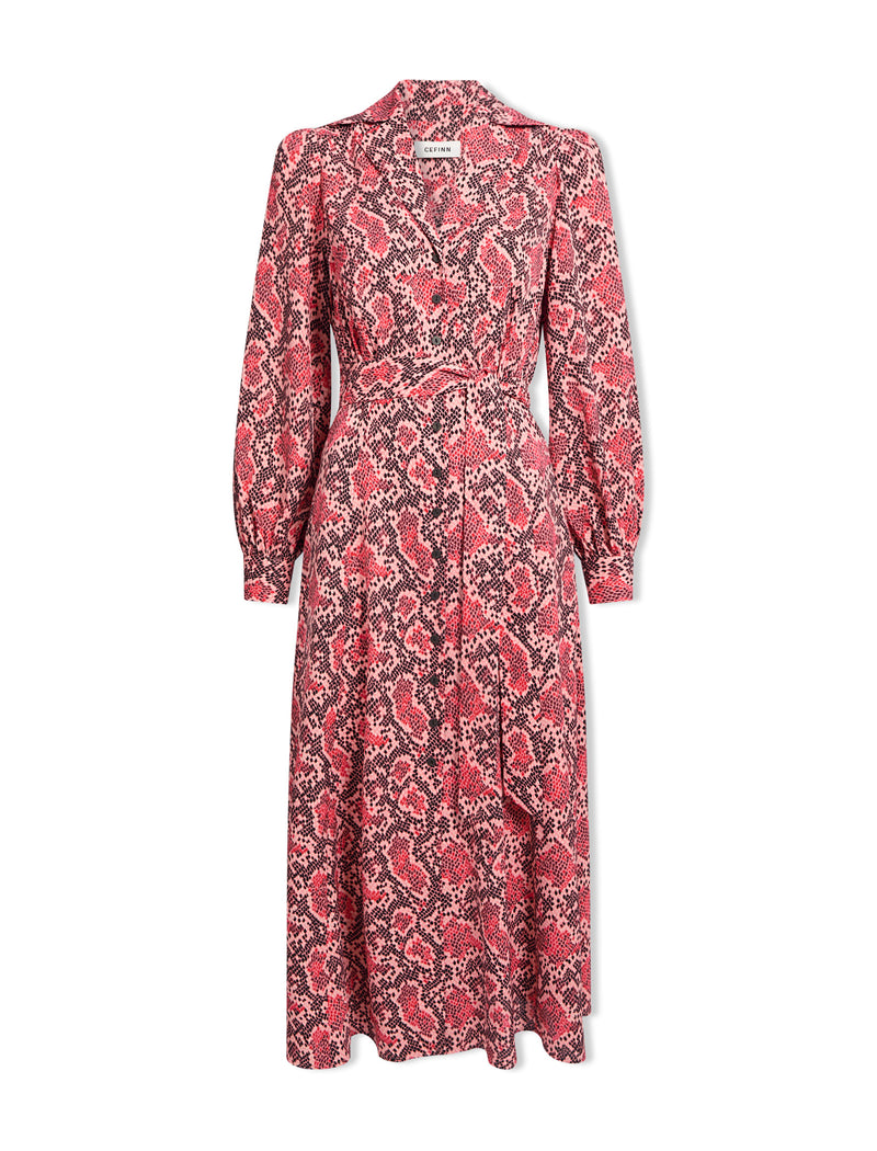 Odette Maxi Dress - Pink Snakeskin Print