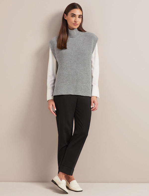 Janice Cashmere Blend Funnel Neck Sleeveless Jumper - Mid Grey