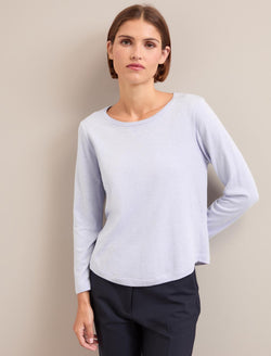 Maia Cotton Silk Blend T-Shirt - Pale Blue