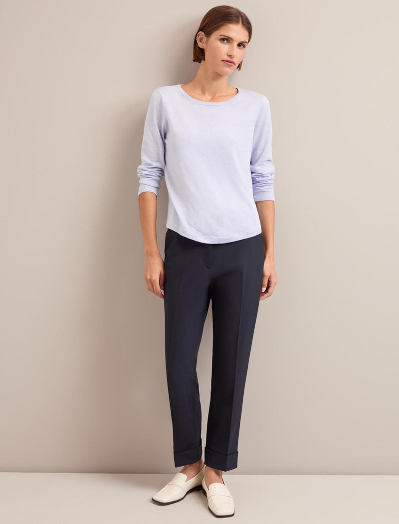 Maia Cotton Silk Blend T-Shirt - Pale Blue