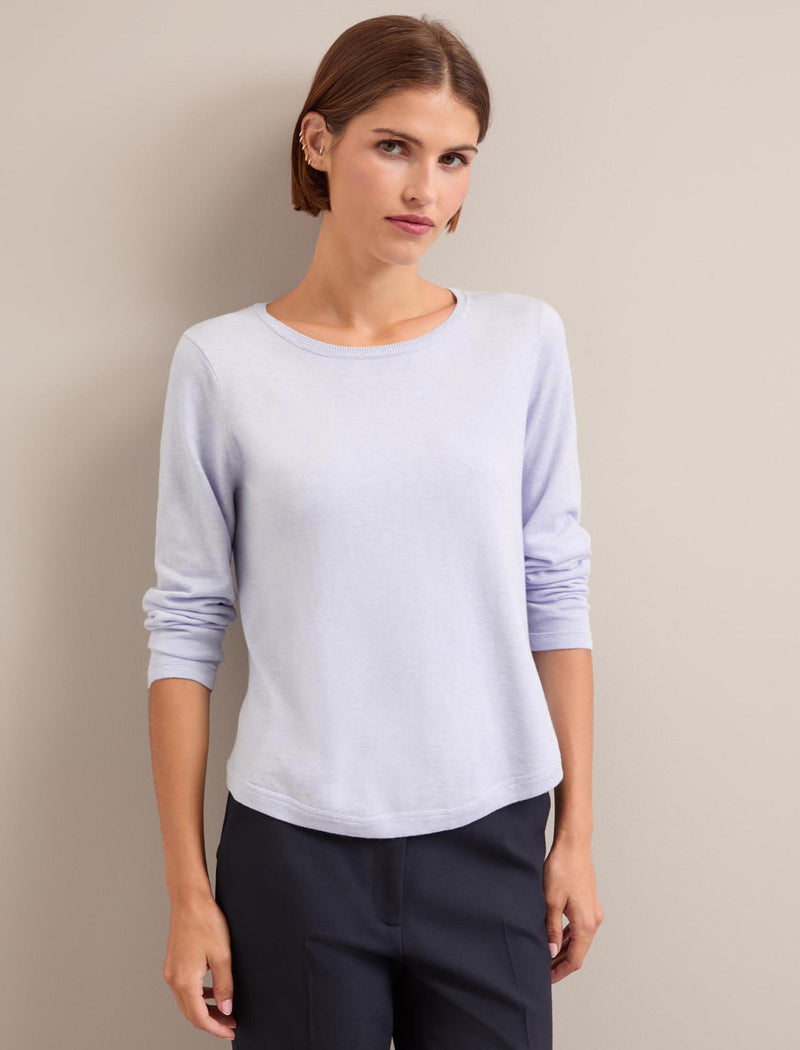 Maia Cotton Silk Blend T-Shirt - Pale Blue