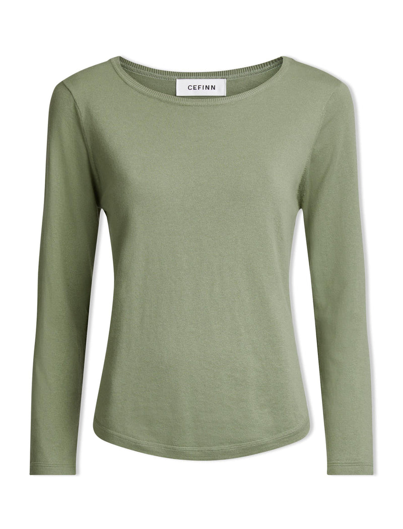 Maia Cotton Silk Blend T-Shirt - Sage Green