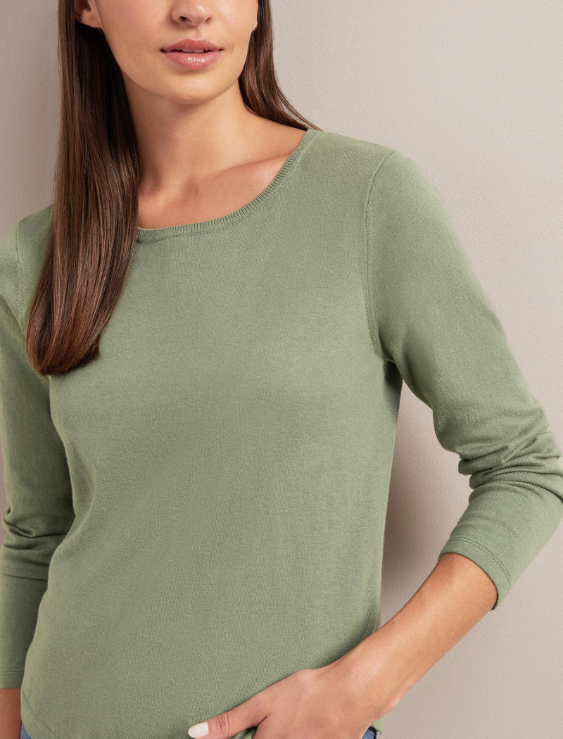 Maia Cotton Silk Blend T-Shirt - Sage Green