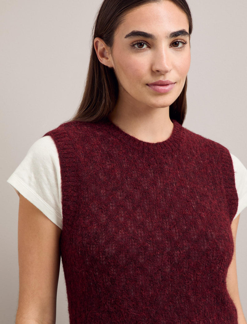 Jeanette Alpaca Sleeveless Jumper - Burgundy