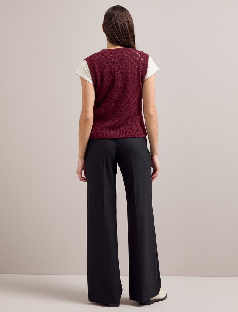 Jeanette Alpaca Sleeveless Jumper - Burgundy