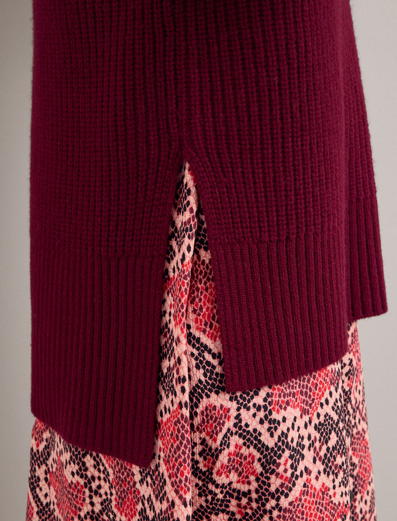 Janice Cashmere Blend V Neck Sleeveless Jumper - Burgundy