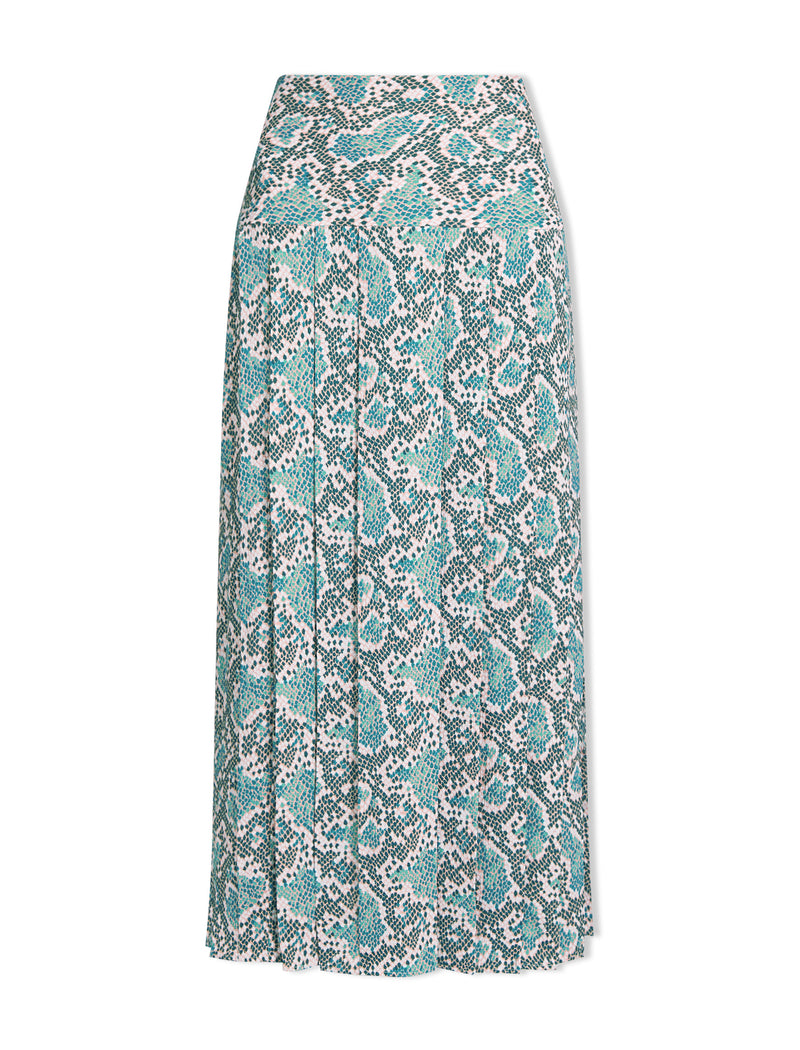 Sienna Maxi Skirt - Green Snakeskin Print