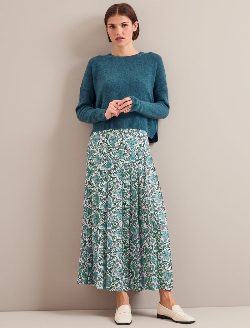 Sienna Maxi Skirt - Green Snakeskin Print