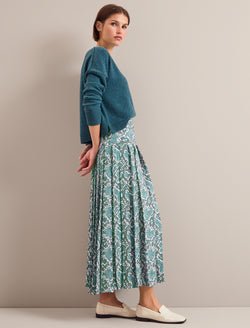 Sienna Maxi Skirt - Green Snakeskin Print