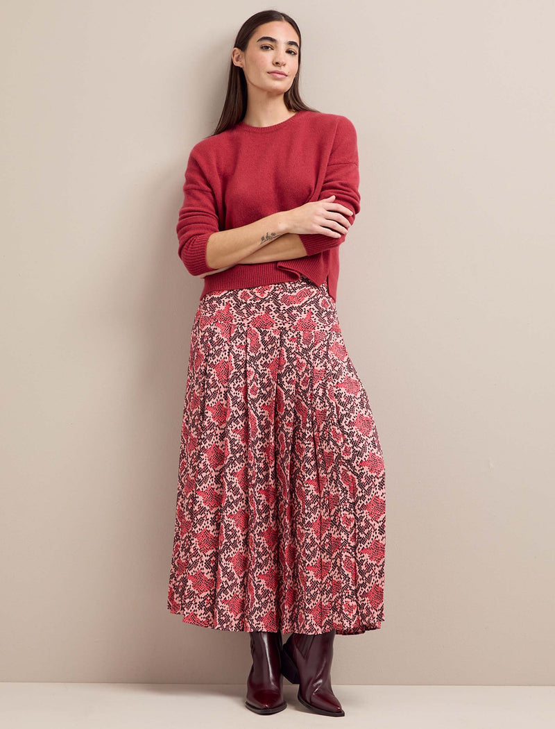 Sienna Maxi Skirt - Pink Snakeskin Print