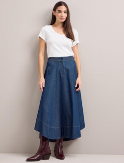 Salomi Denim Maxi Skirt - Dark Blue