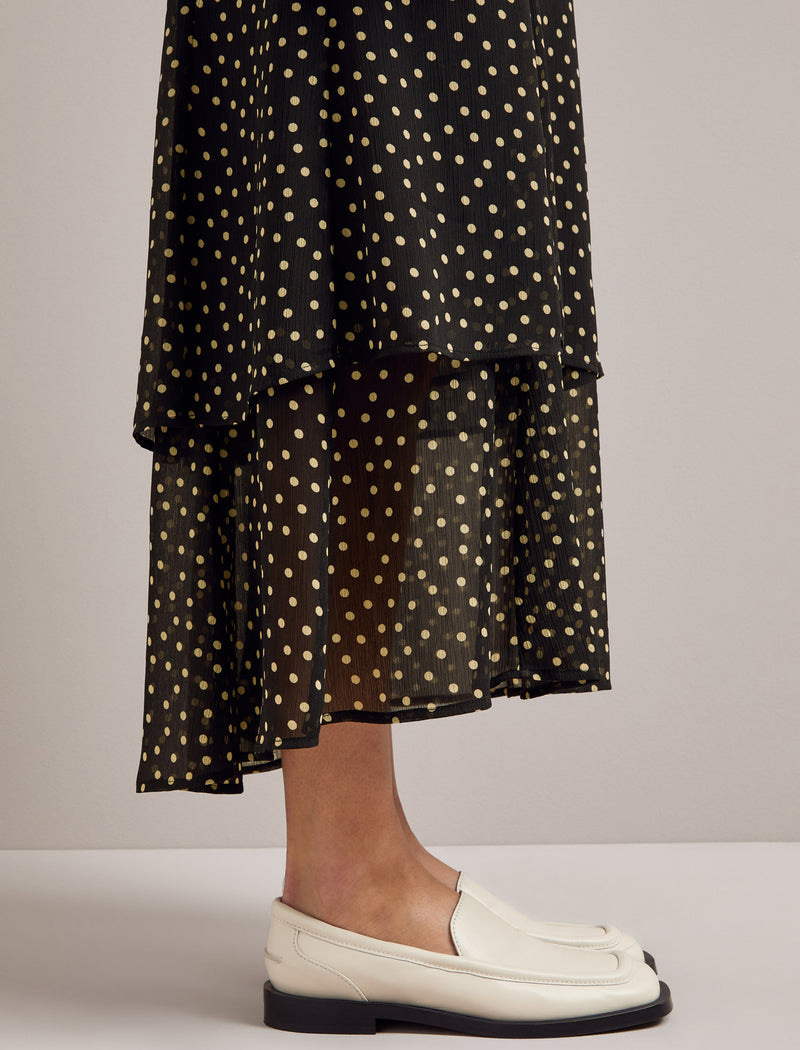 Lotta Maxi Skirt - Black Cream Polka Dot