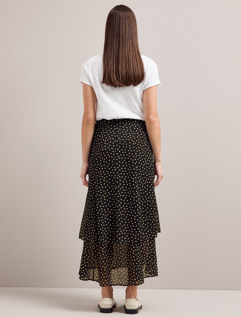 Lotta Maxi Skirt - Black Cream Polka Dot