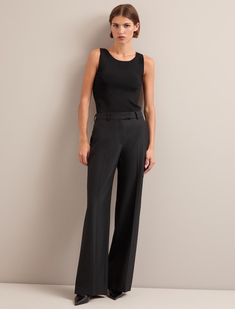 Terence New Wool Wide Leg Trouser - Black