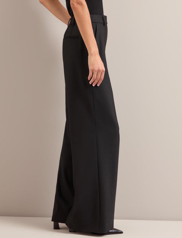 Terence New Wool Wide Leg Trouser - Black