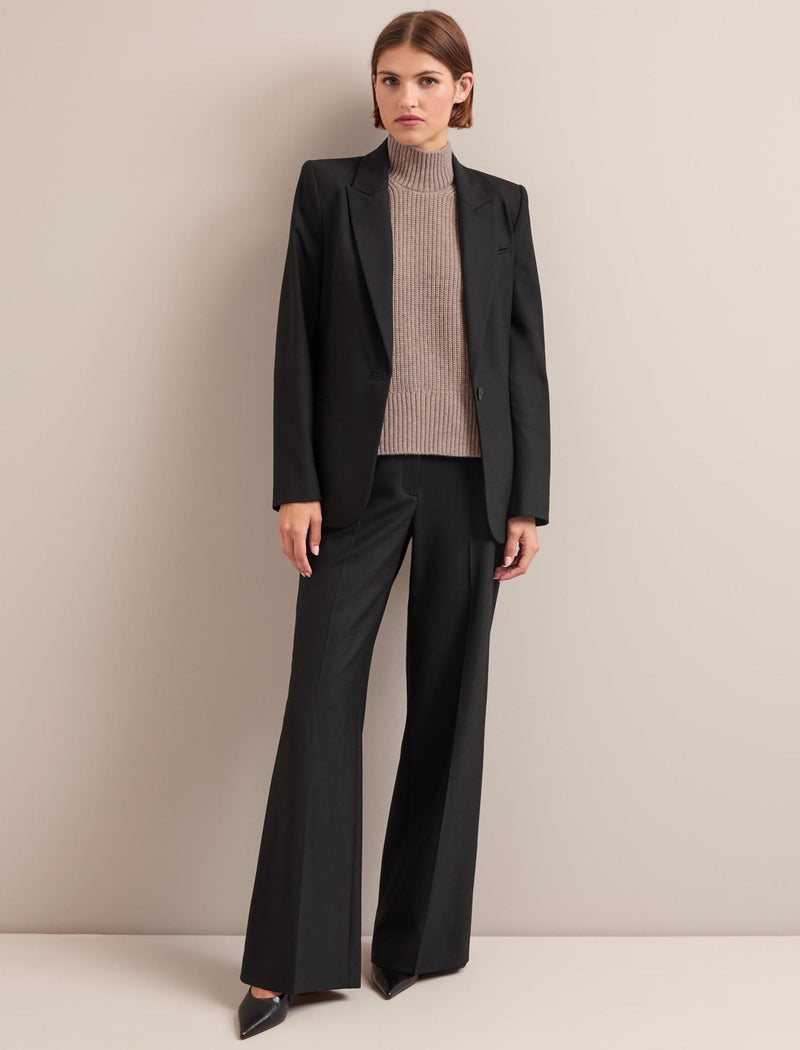 Terence New Wool Wide Leg Trouser - Black