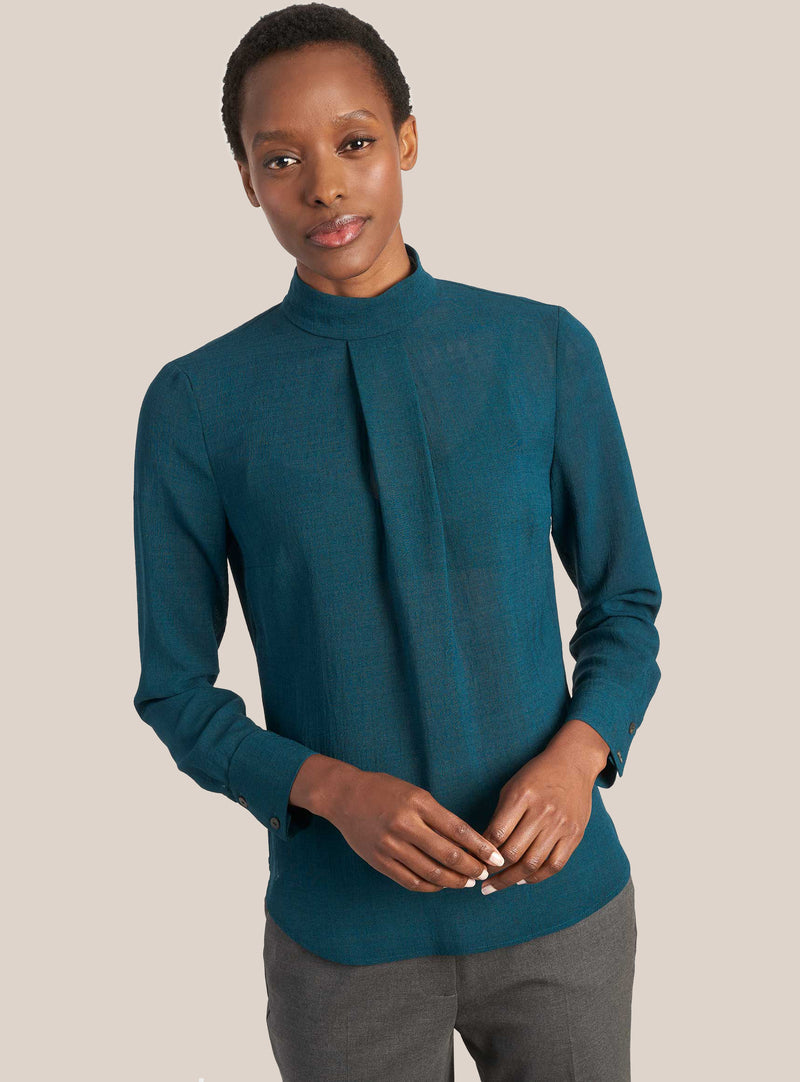 Riley Techni Voile Blouse - Petrol Blue