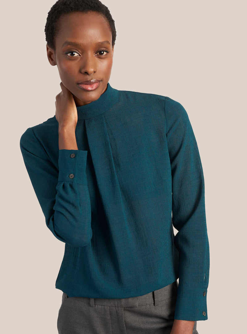 Riley Techni Voile Blouse - Petrol Blue