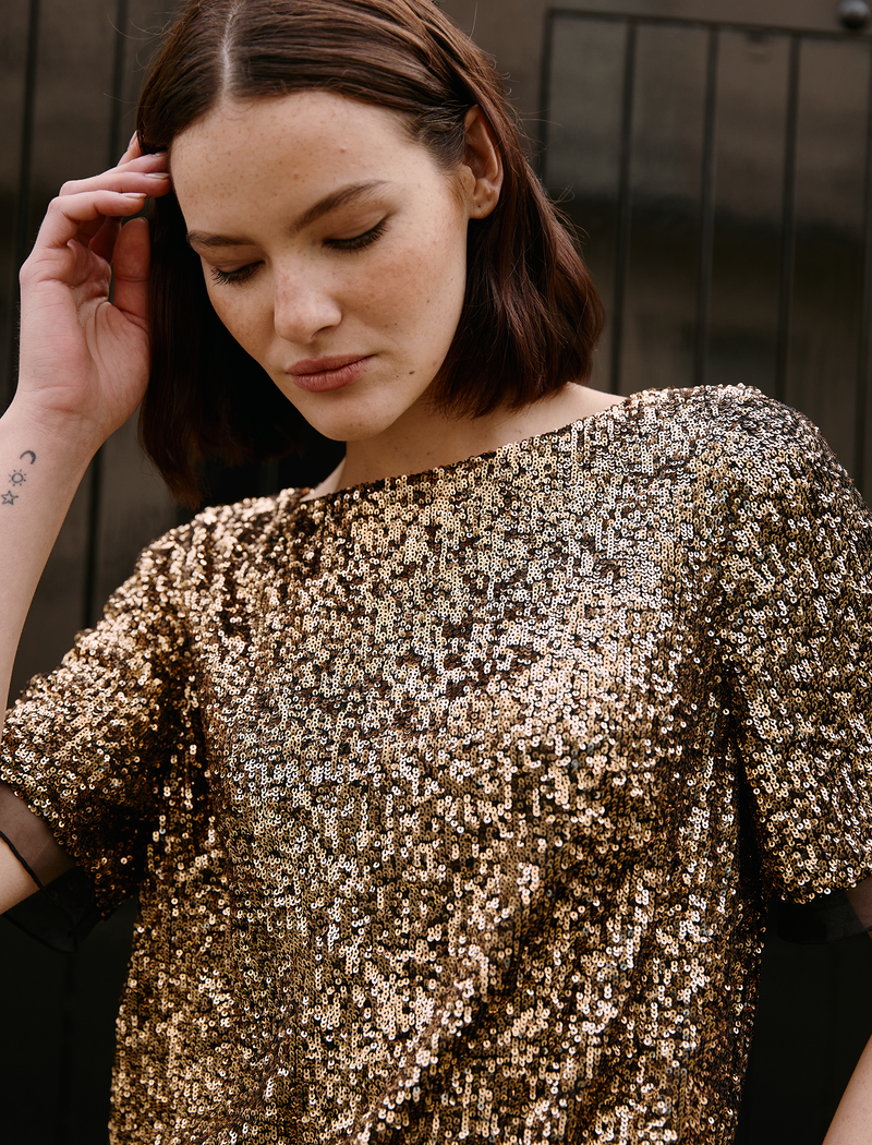 Hester Sequin Jumpsuit - Gold