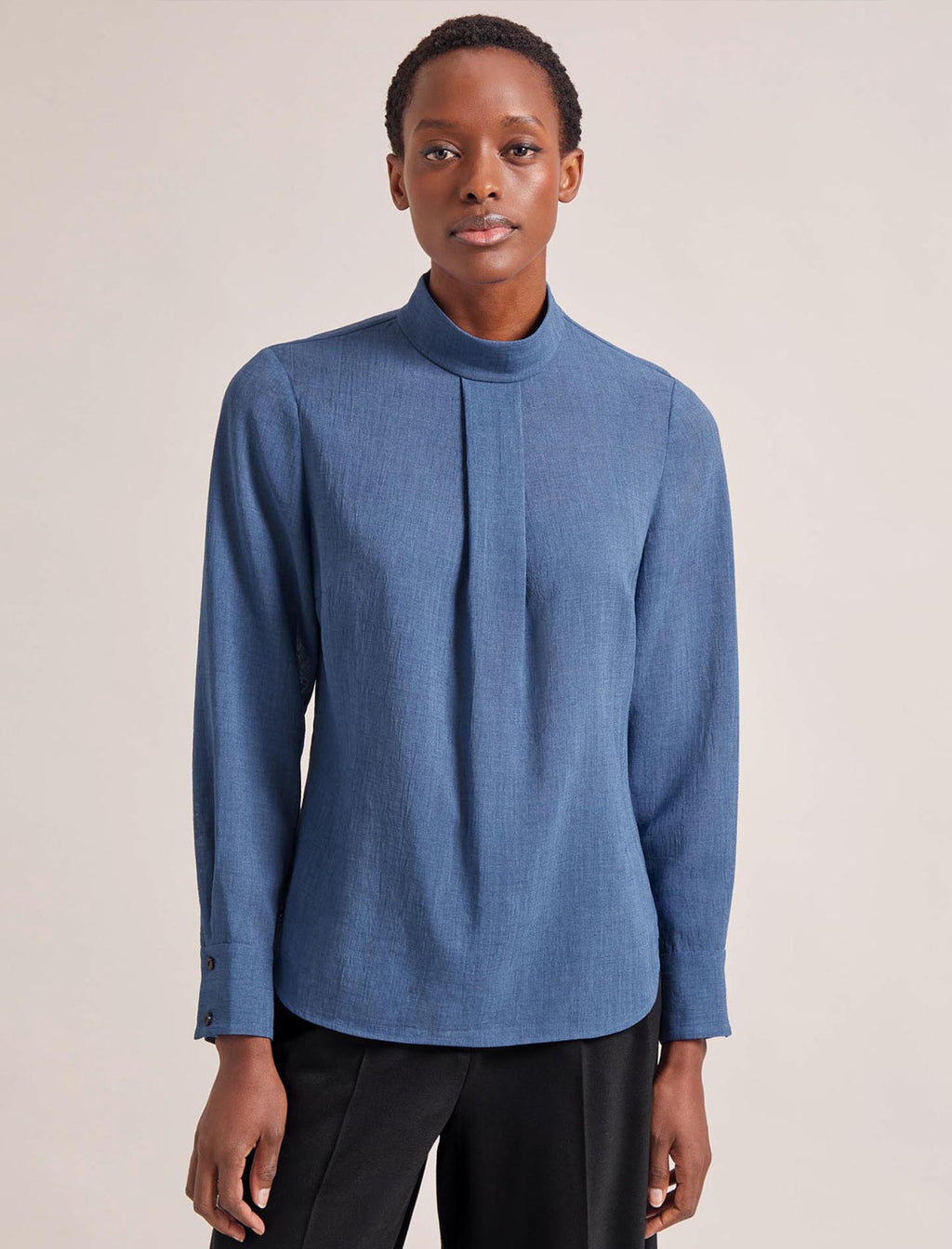 Riley Funnel Neck Blouse Cornflower Blue