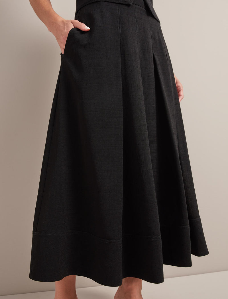 Sophia Techni Voile Pleated Maxi Skirt - Black