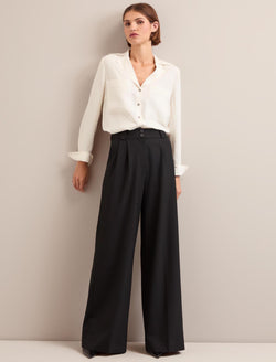 Margot New Wool Wide Leg Trouser - Black