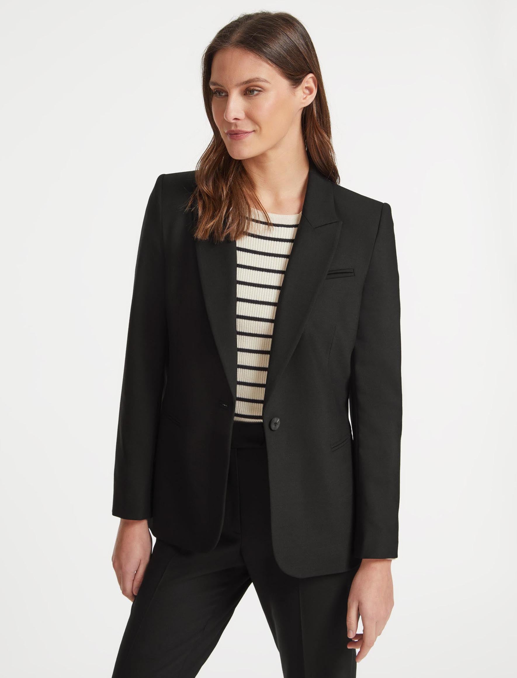 Jamie Stretch Wool Blend Blazer in Black