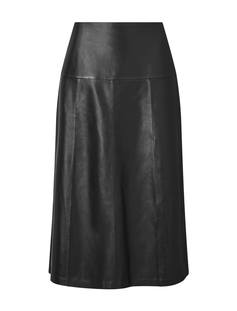 Tiana Leather Midi Skirt in Black