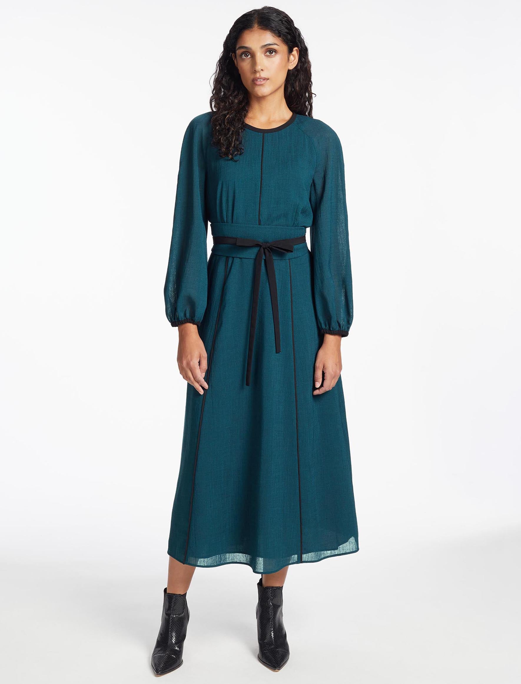 Rosie Techni Voile Maxi Shirt Dress Petrol