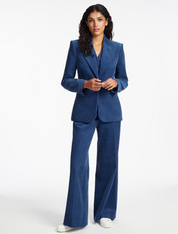 Harlow Corduroy Wide Leg Trouser - Blue